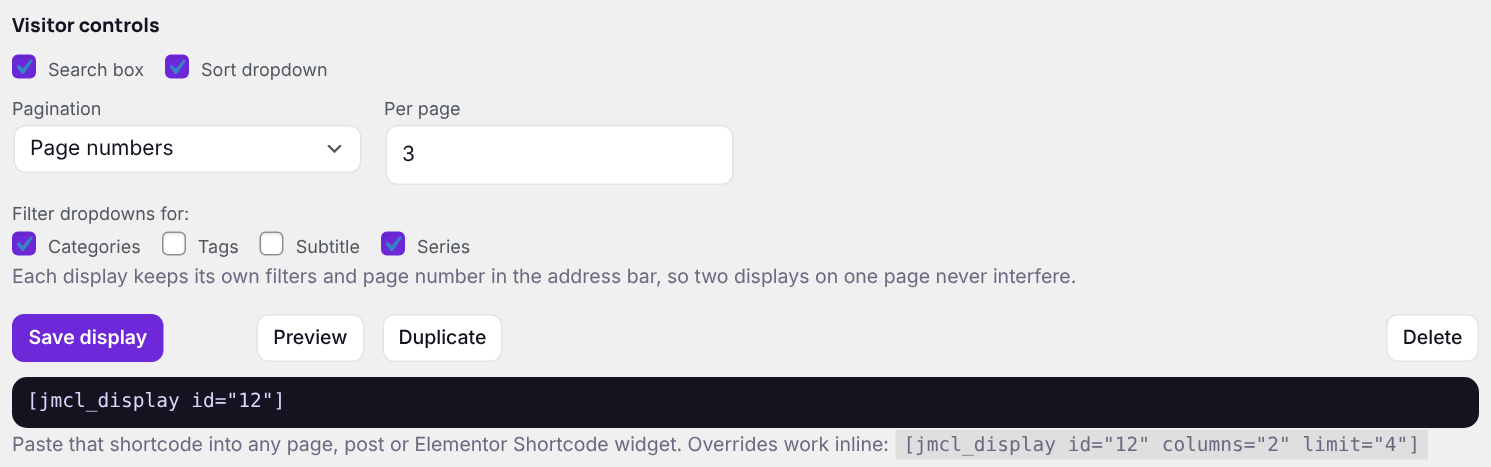 Visitor controls settings