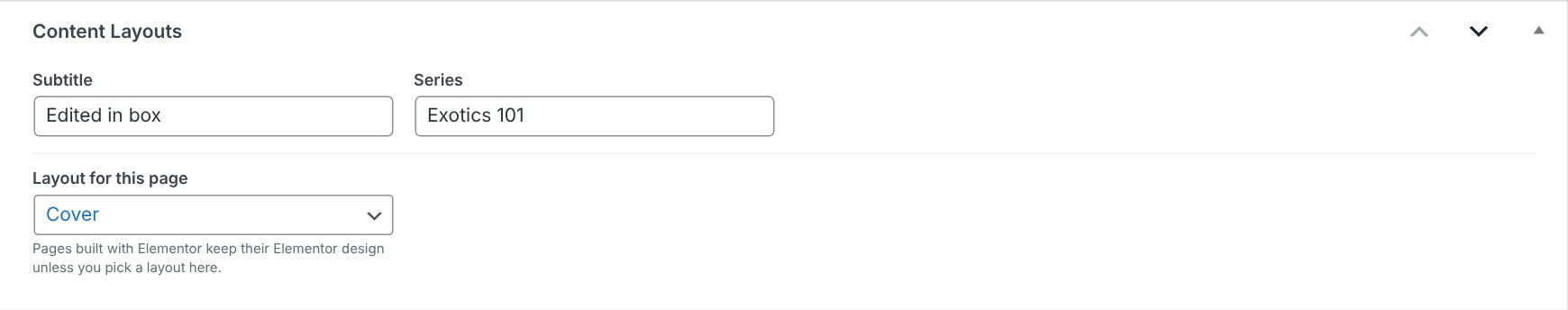 The Content Layouts box on the post editor