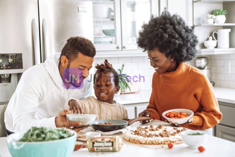 African American family cooking a meal