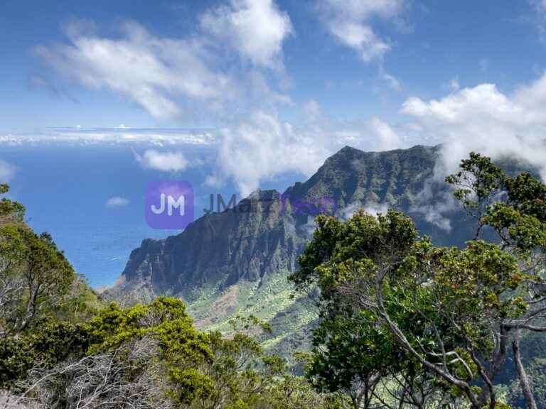 Mountain view with clouds